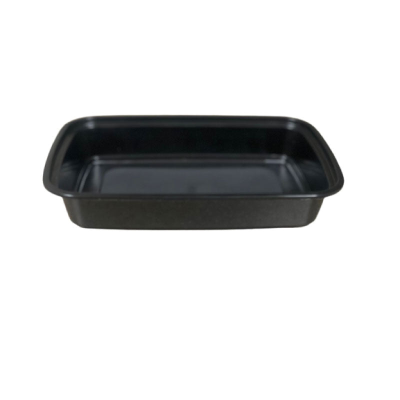 16 oz. Black 8" x 5 1/4" x 1 1/2" Rectangular Microwavable Heavy Weight Container with Lid 150/Case