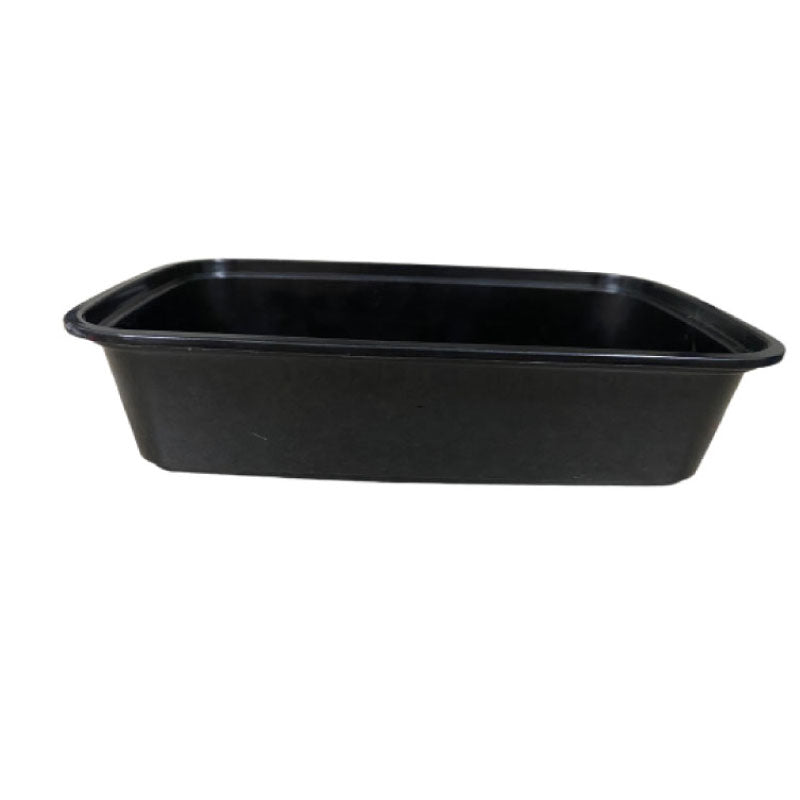 24 oz. Black Rectangular Microwavable Heavy Weight Container with Lid 8" x 5 1/4" x 2" 150/Case
