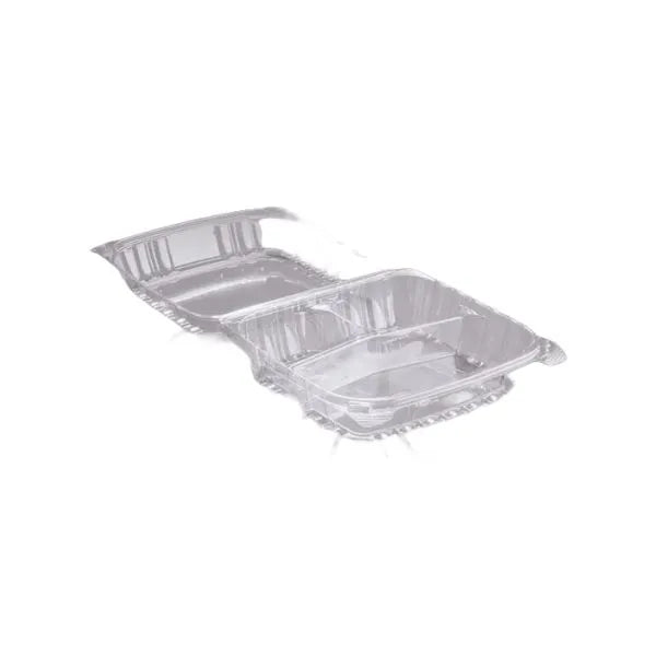 Dart C90PST3R Clear Plastic 3 Compartment Container – 250/Case