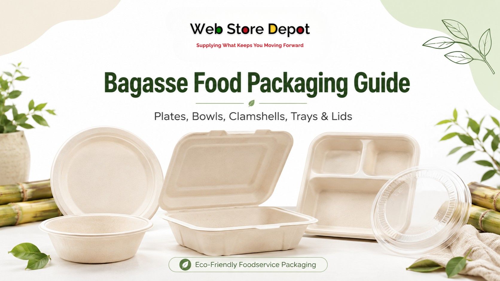 Bagasse Food Packaging Guide: Plates, Bowls, Clamshell Containers, Trays & Lids