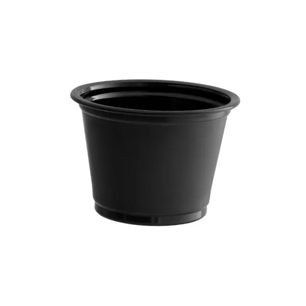 RU 1 Oz Black Plastic Portion Cup – 2500/Case