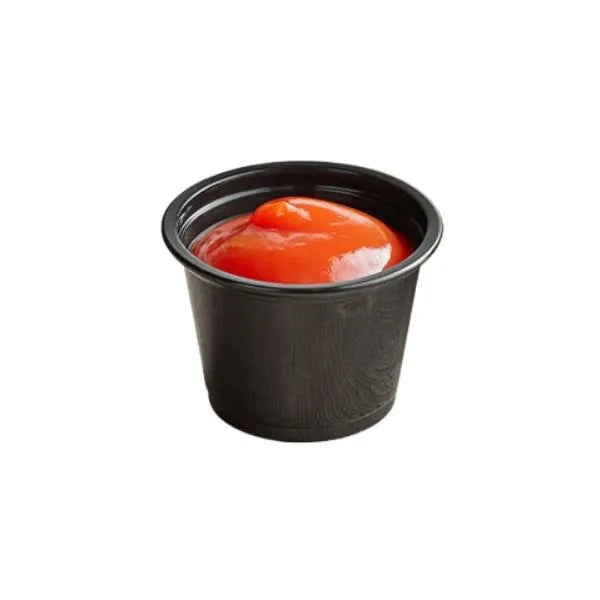 RU 1 Oz Black Plastic Portion Cup – 2500/Case