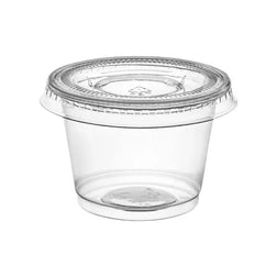 Tapa plana transparente de PET de 9/12 oz con ranura para pajita - 1000/caja 