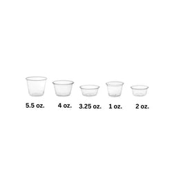 Vaso para soufflé de plástico transparente de 3,25 oz./vaso para porciones, 2500 unidades por caja 