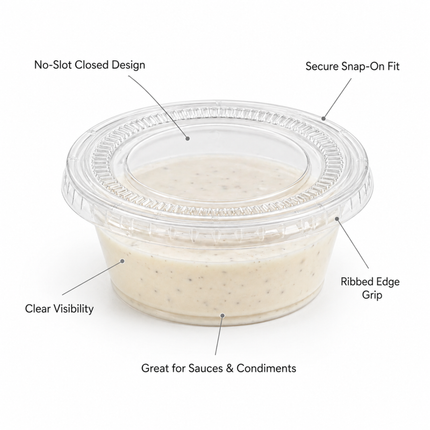 1 oz Clear No-Slot Portion Container Lids, 2500 Count Case
