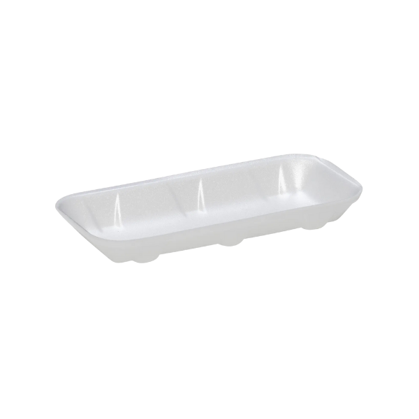CKF 88105 (#1.5) White Foam Meat Tray 7 7/16" x 3 3/4" x 7/8" - 1000/Case