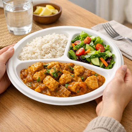 Compostable Bagasse Plate 10" - 3 Compartment 500/Case