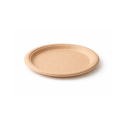 Compostable Bagasse Plate 10" - 1 Compartment 500/Case