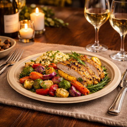 Compostable Bagasse Plate 10" - 1 Compartment 500/Case