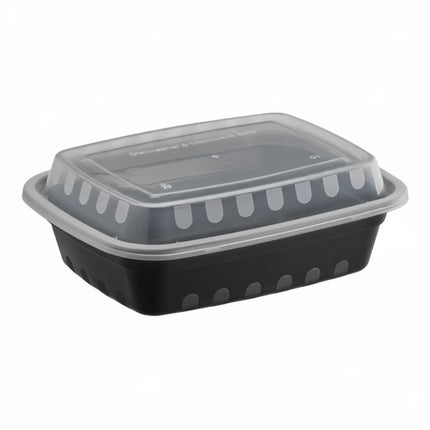 12 oz Black PP Rectangular Food Container with Clear Lid