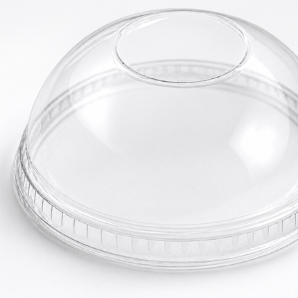 Rise Up 16/20/24 oz Clear PET Dome Lid with No Hole - 1000/Case