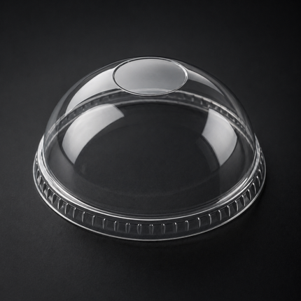 Rise Up 16/20/24 oz Clear PET Dome Lid with No Hole - 1000/Case