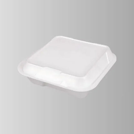 Foam Pak FP9001 White Foam Hinged Lid Large Container 9" x 9" - 1 Compartment – 200/Case