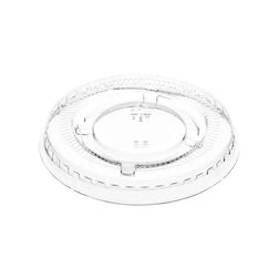 Tapa plana transparente de PET de 9/12 oz con ranura para pajita - 1000/caja 