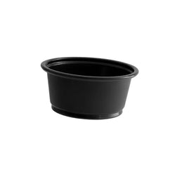 Vaso de plástico negro para soufflé de 1 oz./vaso para porciones, 2500 unidades por caja 