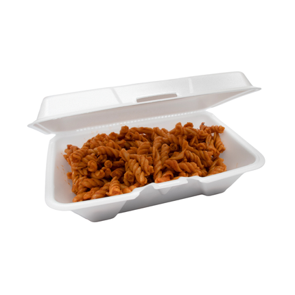 Dart 206HT1R White Foam Hinged Lid Container 9" x 6" - 1 Compartment - 200/Case