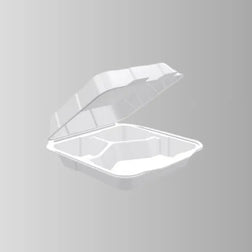 Foam Pak 2230 White Foam Hinged Lid Container 8 1/4