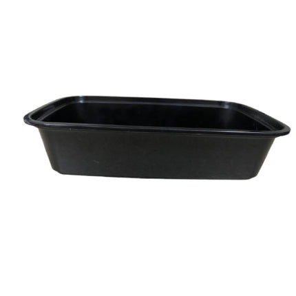 24 Oz Black Rectangular Microwavable Container with Clear Lid - 150/Case