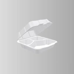 Foam Pak FP2430 White Foam Hinged Lid Container 8 3/8