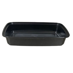 Recipiente rectangular resistente para microondas, de color negro, de 28 oz, con tapa, 8 3/4" x 6 1/4" x 1 3/4", 150 por caja