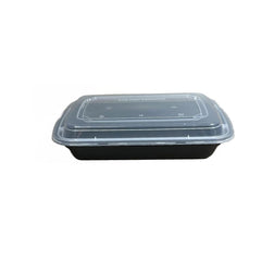 Recipiente rectangular resistente para microondas, de color negro, de 28 oz, con tapa, 8 3/4