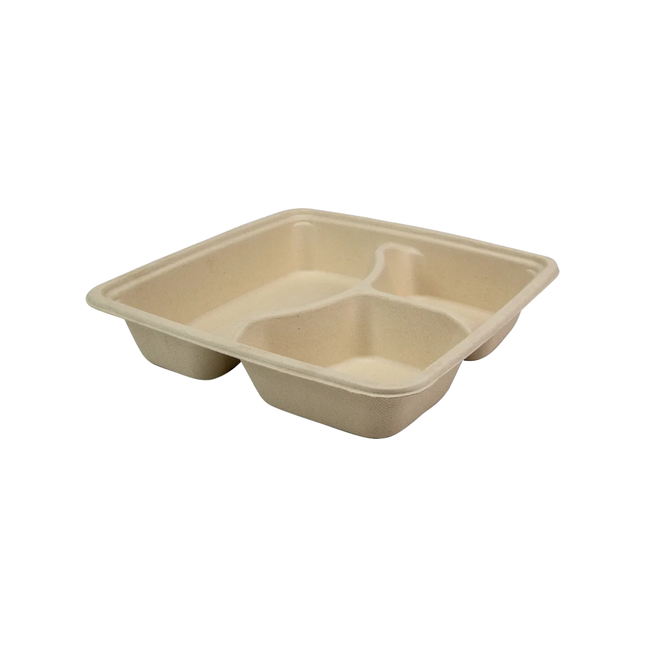 Bagasse Taco Take-out Tray 3-Compartment - 300/Case