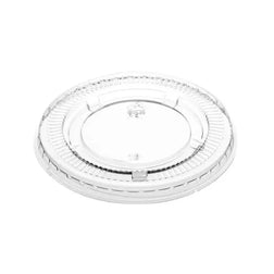 Tapa plana transparente de PET de 9/12 oz con ranura para pajita - 1000/caja 