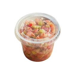 Tapa plana transparente de PET de 9/12 oz con ranura para pajita - 1000/caja 