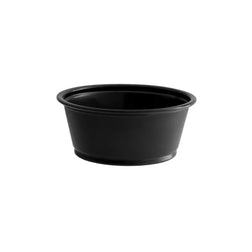 Vaso de plástico negro para soufflé de 1 oz./vaso para porciones, 2500 unidades por caja 