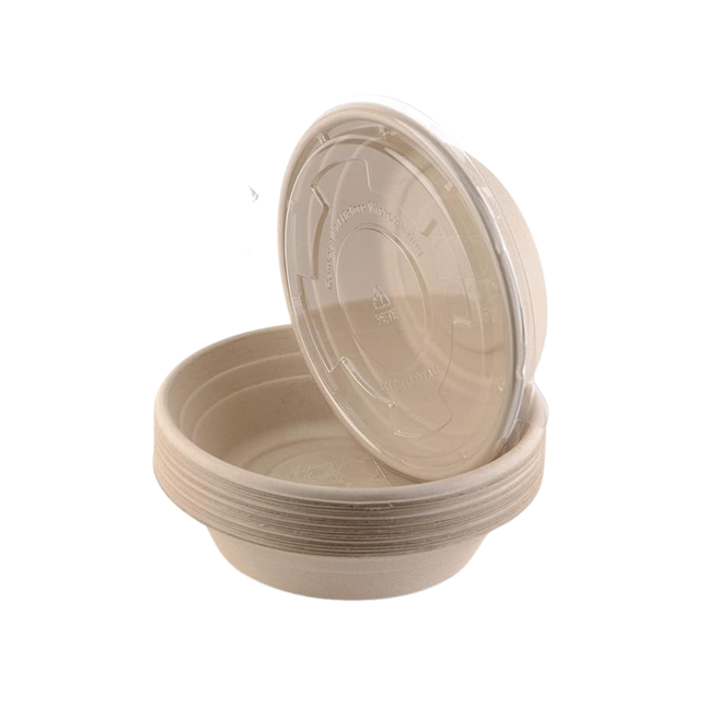 PET Lid for 32 oz Compostable Bagasse Bowl 500/Case