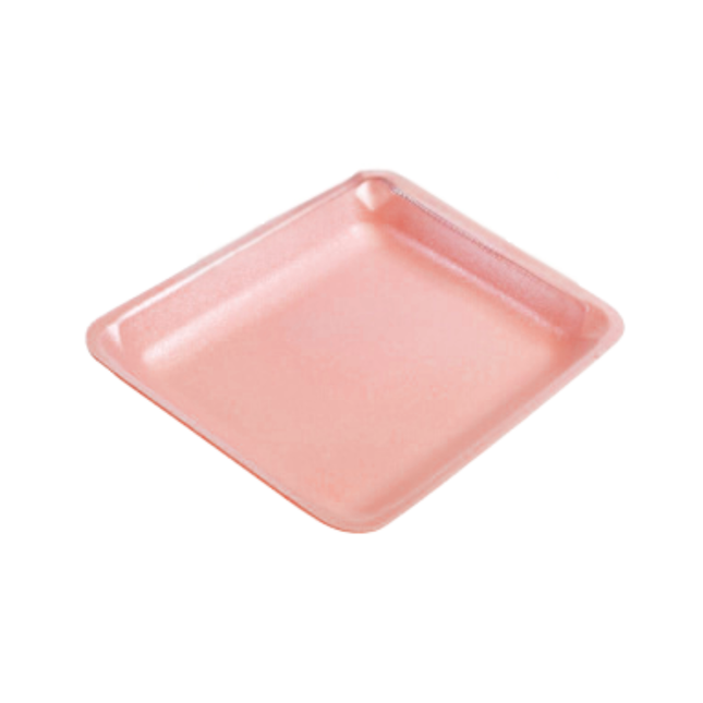 CKF 88077 (#4P) Rose Foam Meat Tray 9 1/4" x 7 1/4" x 1 1/4" - 400/Case