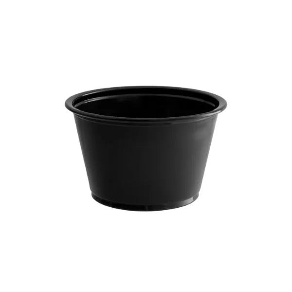 RU 4 Oz Black Plastic Portion Cup – 2500/Case
