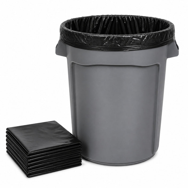 55-60 Gallon 1.5 Mil 38" x 58" Black Can Liners - 80/Case