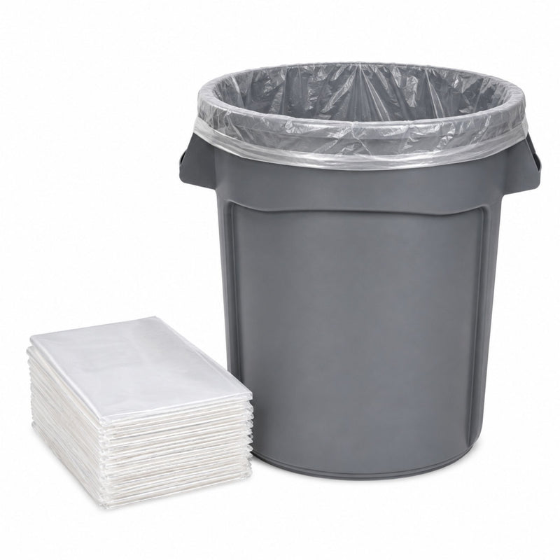 55-60 Gallon 1.5 Mil 38" x 58" Clear Can Liners - 100/Case