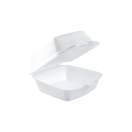 Foam Pak (55002/50HT1) White Foam Hinged Lid Container 5.35" x 5.45" x 2.85" - 1 Compartment – 500/Case