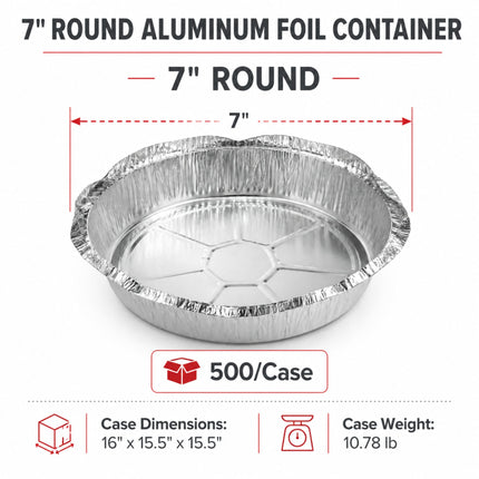 7 inch round aluminum foil container 500 case