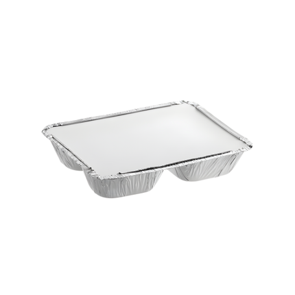 8 1/2" x 6 3/8" 3-Compartment Aluminum Foil Tray - 250/Case