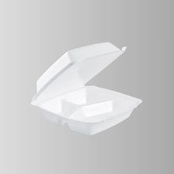 Dart 85HT3R White Foam Hinged Lid Container 8 3/8