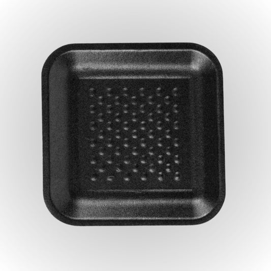 CKF 87801 #1S Durable Black Foam Meat Tray – 5 1/4" x 5 1/4" x 5/8" (1000/Case)