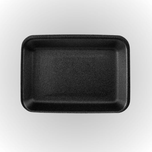 CKF 87803 #2S Durable Black Foam Meat Tray – 8 1/4" x 5 3/4" x 1/2" (500/Case)
