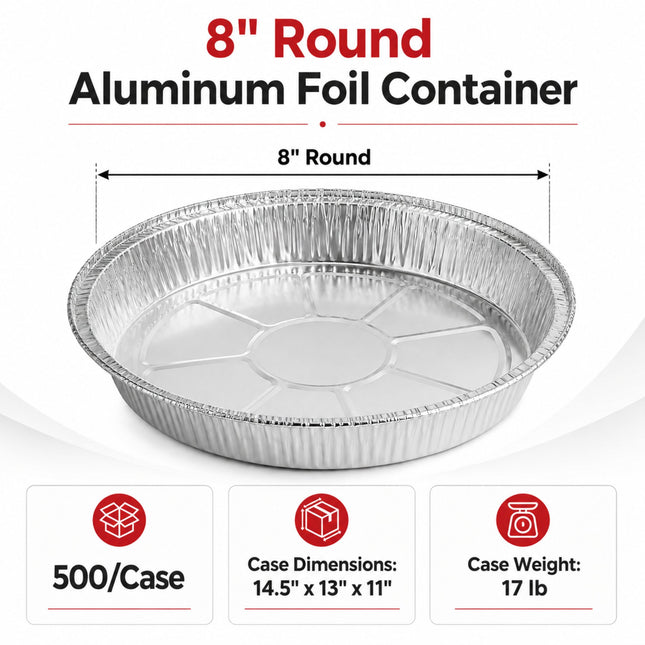 8 inch round aluminum foil container
