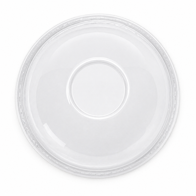 Rise Up 9/12 oz Clear PET Dome Lid with No Hole 1000/Case dimensions and size details