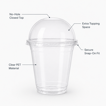 Rise Up 9/12 oz Clear PET Dome Lid with No Hole - 1000/Case