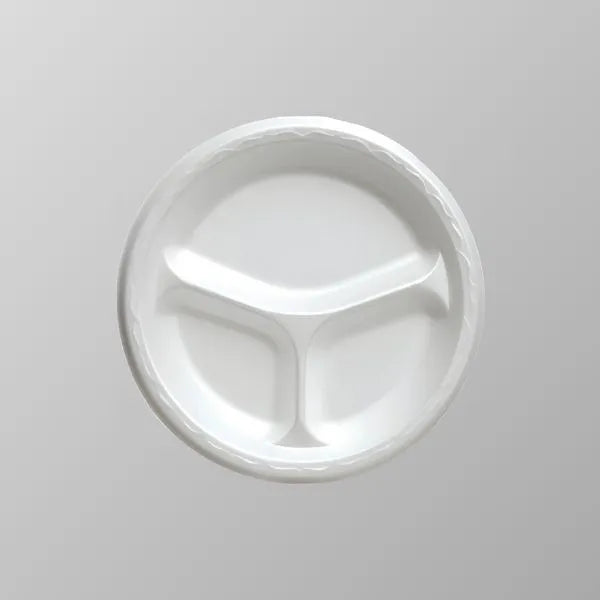 Foam Pack Plate FP390 9" - 3 Compartment - 500/Case