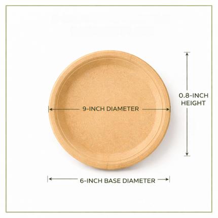 Compostable Bagasse Plate 9" - 1 Compartment 500/Case