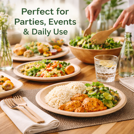 Compostable Bagasse Plate 9" - 1 Compartment 500/Case