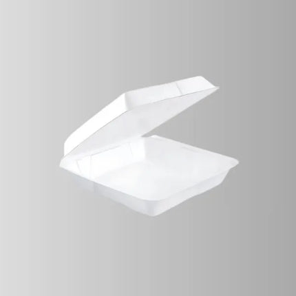 Dart 95HT1R White Foam Hinged Lid Container 9.25" x 9.5" x 3" - 1 Compartment – 200/Case