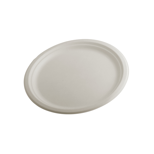 Compostable Bagasse Plate 9" - 1 Compartment 500/Case