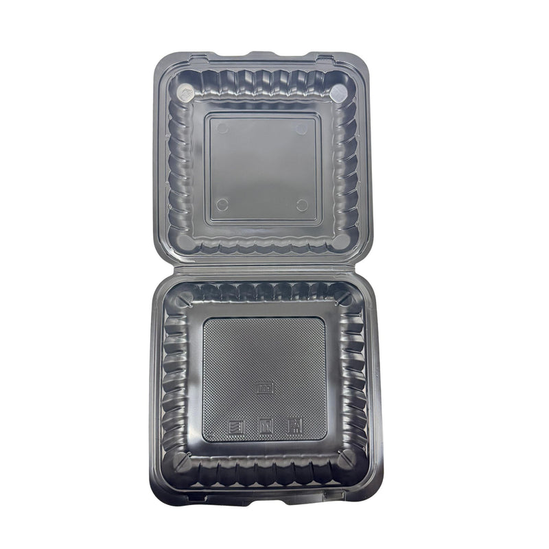 Black Hinged Container (Mineral-Filled Polypropylene) 1 Compartment 8x8 - 50/Case