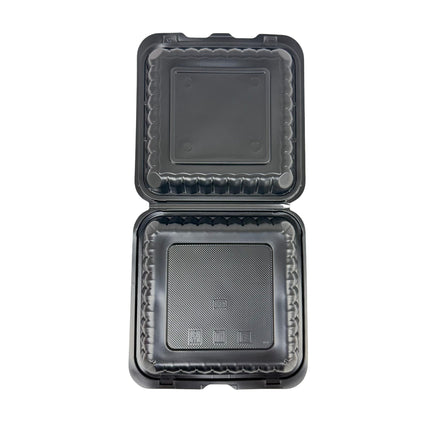Black Hinged Container (Mineral-Filled Polypropylene) 1 Compartment 8x8